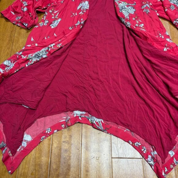 Free People Womens Kimono Size S Asymmetric Fairy Boho Oversize Midi Artsy Flowy - Picture 12 of 14